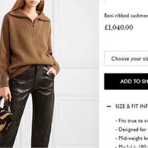 Nili Lotan Brown Ribbed Zip Sweater